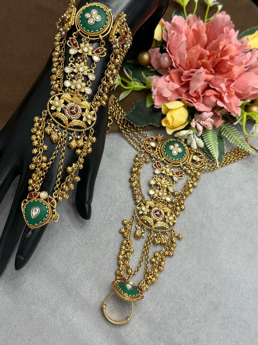 Rajwadi Hathphool With Kundan For Womens
