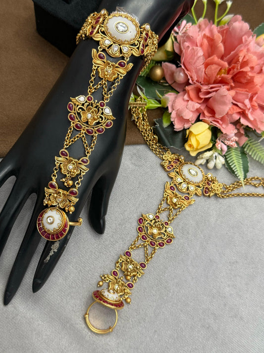 Rajwadi Hathphool With Kundan For Womens