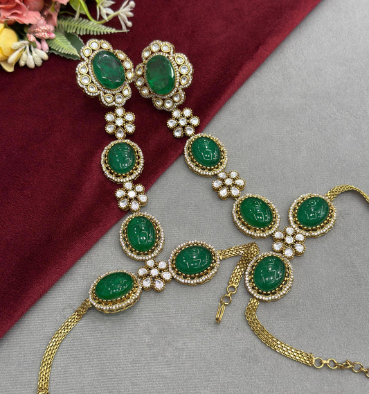 Doublet Stones With Mosanite In Emerald Green Hathphool