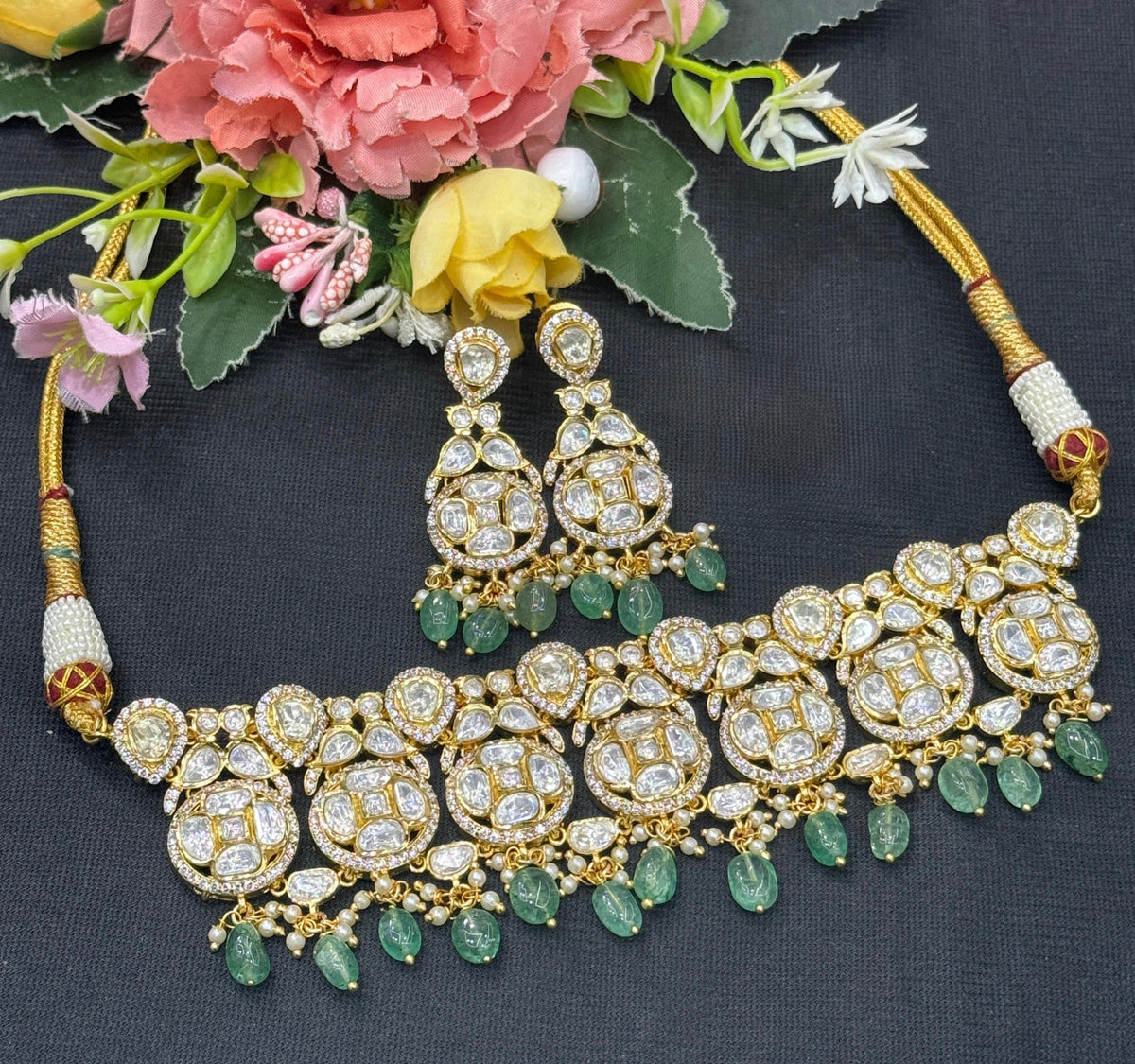 Peeli Polki With  Kundan Broad Choker For Women