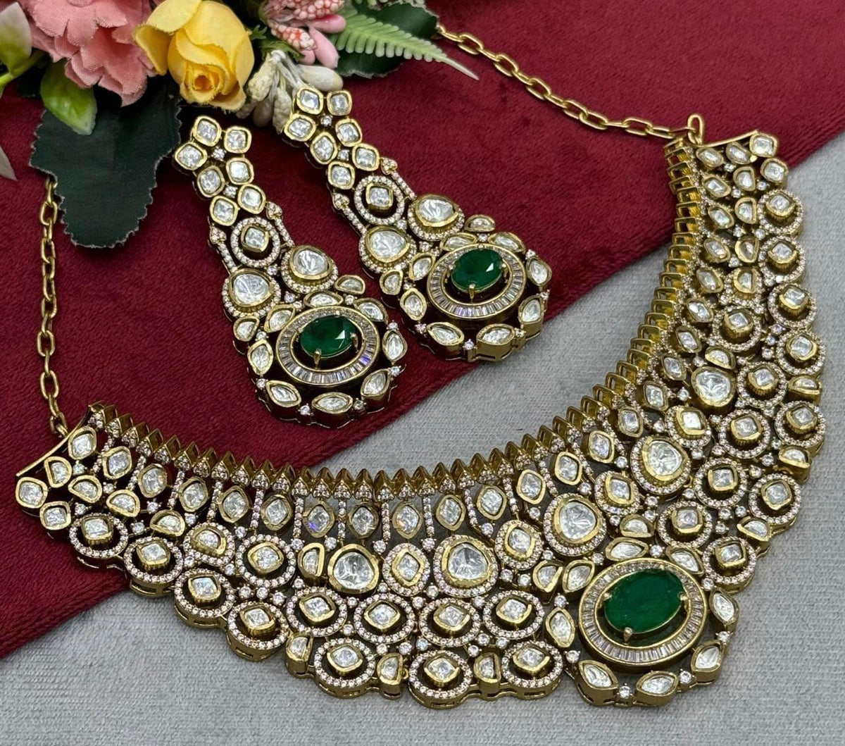 Royal Emerald Green Bridal Choker for women and Girls