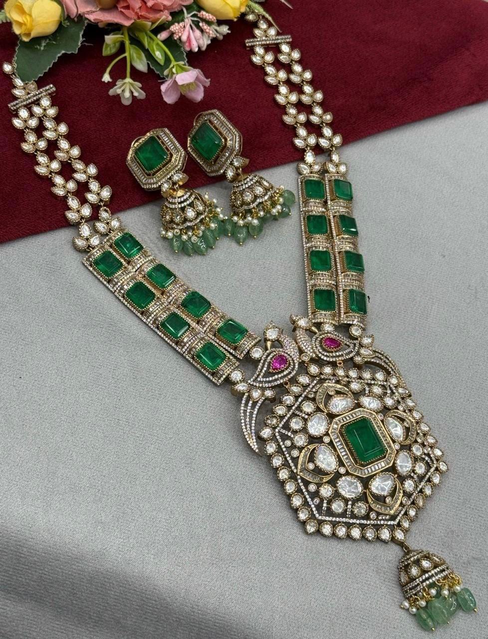 Full Bridal  Emerald Green Bridal With Mossanites And Doublets long and short for women and Girls