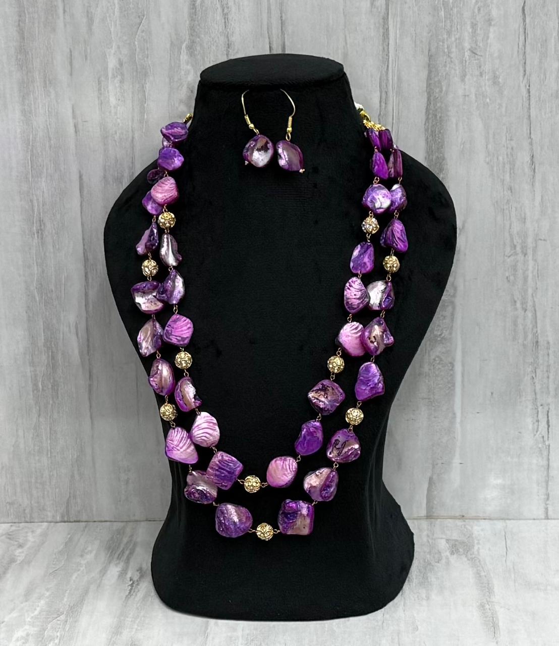 Unique Purple double layered necklace mala for women