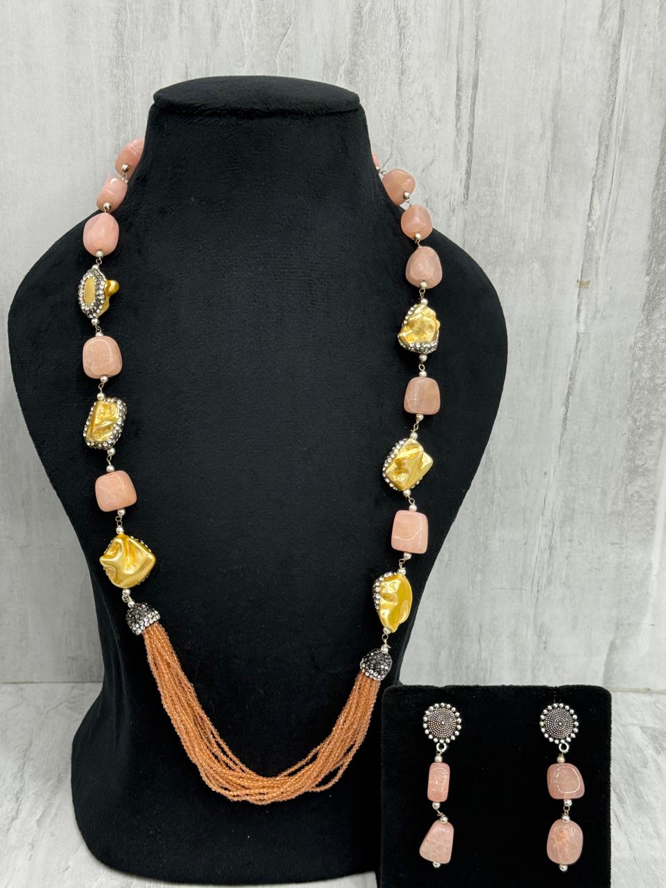 BAROQUE WITH HYDRO STONES MALA IN PEACH FOR WOMEN