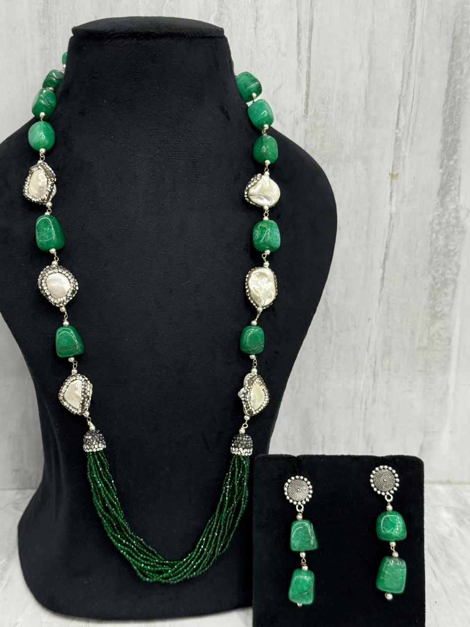 BAROQUE WITH HYDRO STONES MALA IN GREEN FOR WOMEN