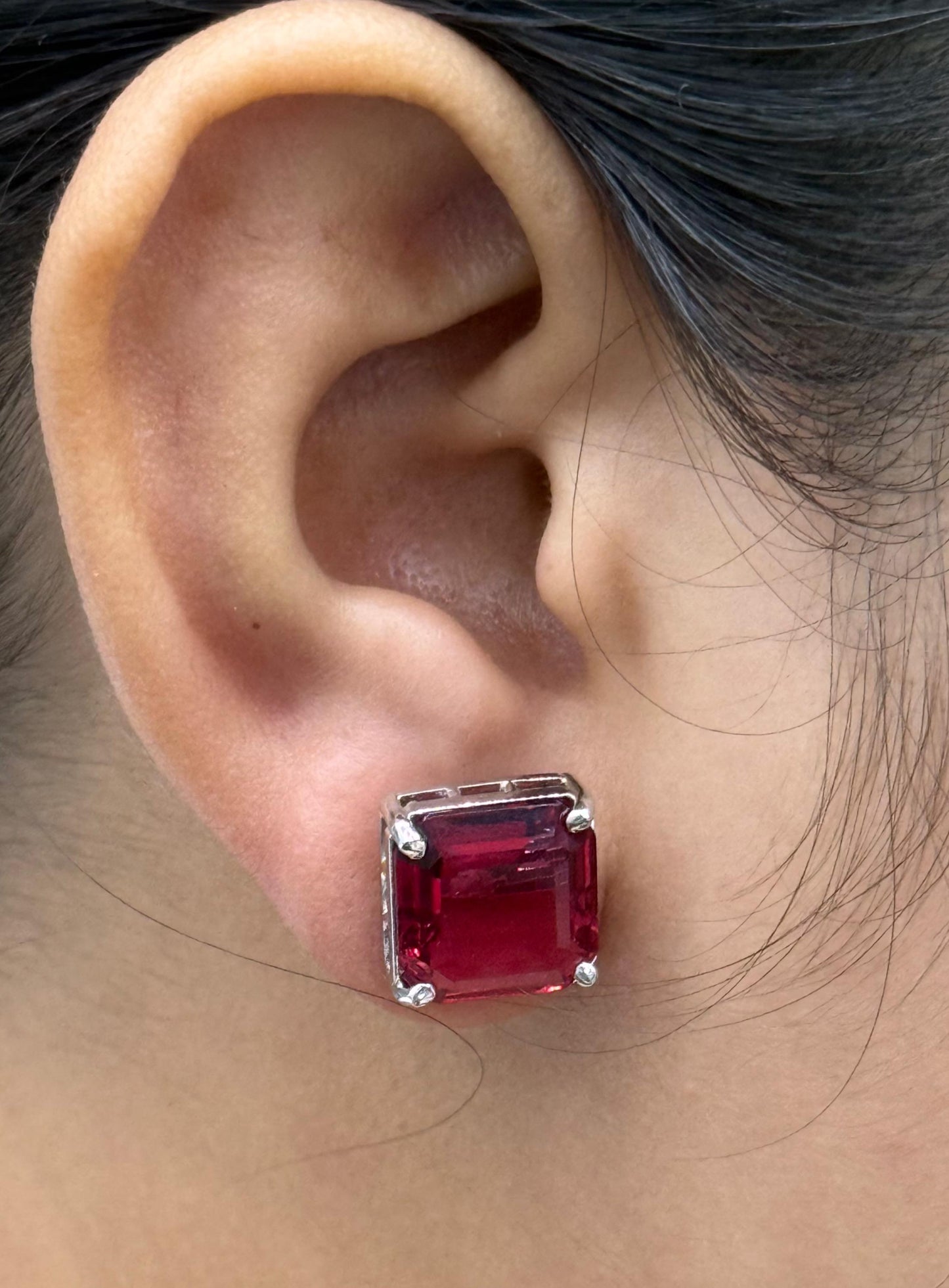 SQUARE SHAPE RED COLOUR CZ STONE FOR WOMAN