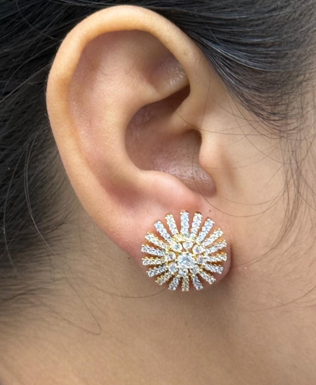 GOLDEN AND SILVER BEAUTIFUL CZ STONE EARRING