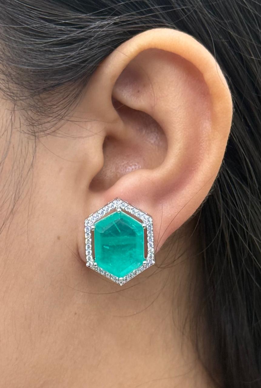 MINT AND SILVER CZ STONE STUDS