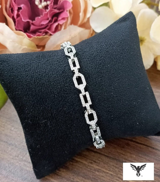 RHODIUM SILVER AND BLACK PLATED BRACELET FOR WOMEN
