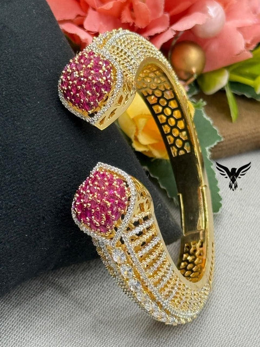 RED CZ STONE WITH GOLDEN POLISH BRACELET FOR WOMEN