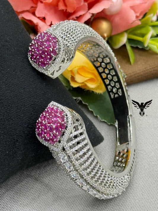 PINK CZ STONE WITH GOLDEN POLISH BRACELET FOR WOMEN