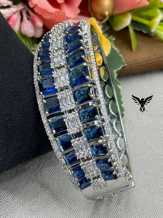 CLASSIC BLUE DIAMOND BRACELET WITH SILVER POLISH AND CZ STONE