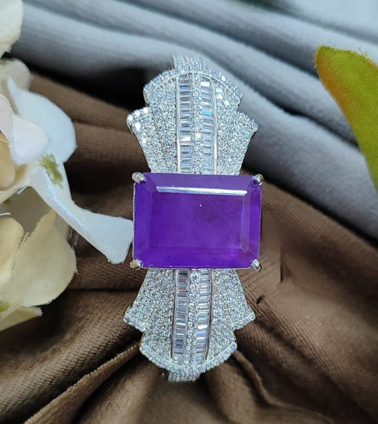 PURPLE COLURE UNIQUE STONE WITH CZ STONE BRACELET