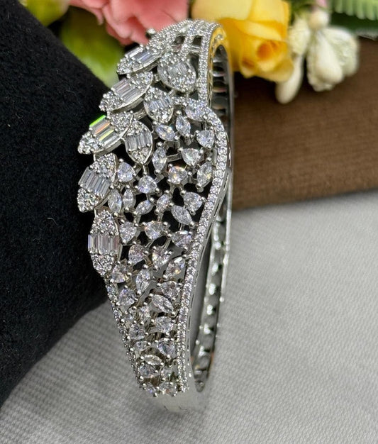 WHITE AMERICAN DIAMOND  SILVER PLATE BRACELET FOR WOMEN