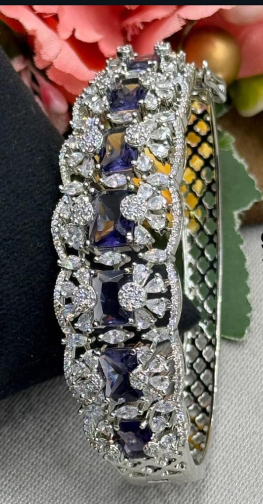 PURPLE AD DIAMOND WITH SILVER PLATE BRACELET FOR WOMEN