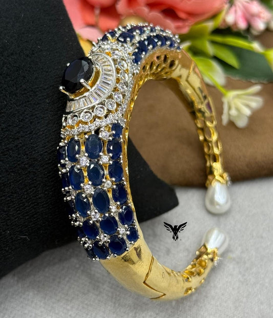 BLUE METAL WITH BLACK CZ STONE DIAMOND