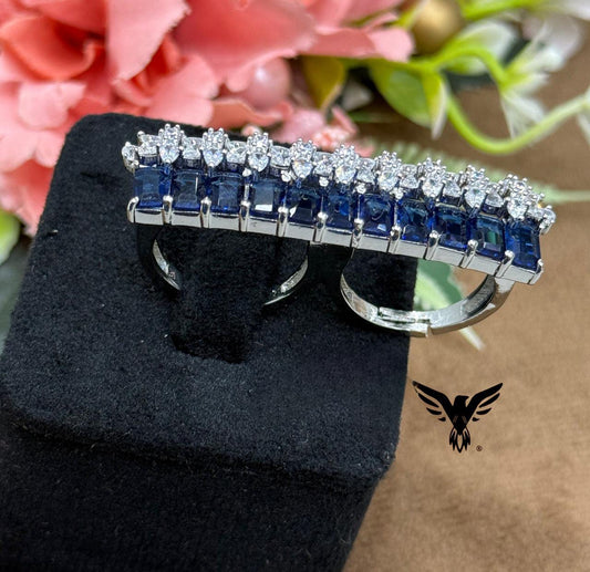 BEAUTIFUL TWO FINGER RING FOR WOMAN WITH CZ STONE