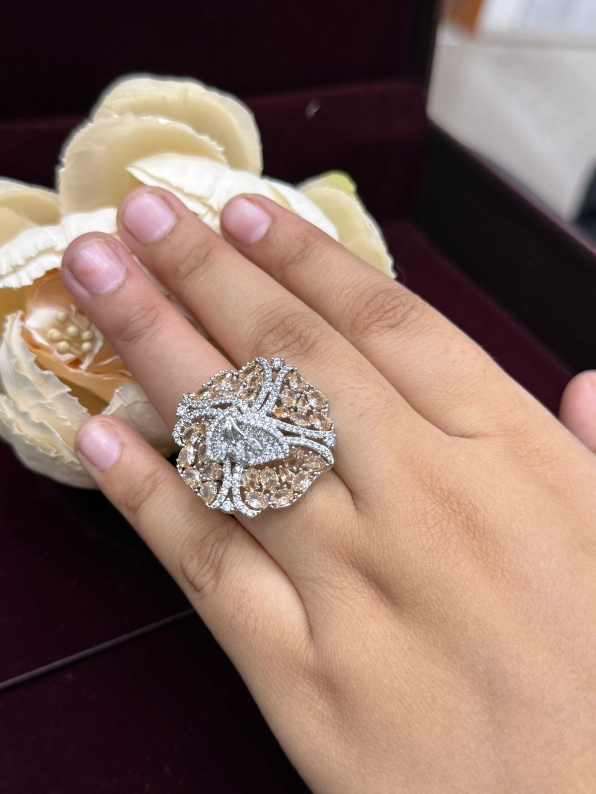 BEAUTIFUL MINT COLOUR FLOWER SHAPE RING FOR WOMEN