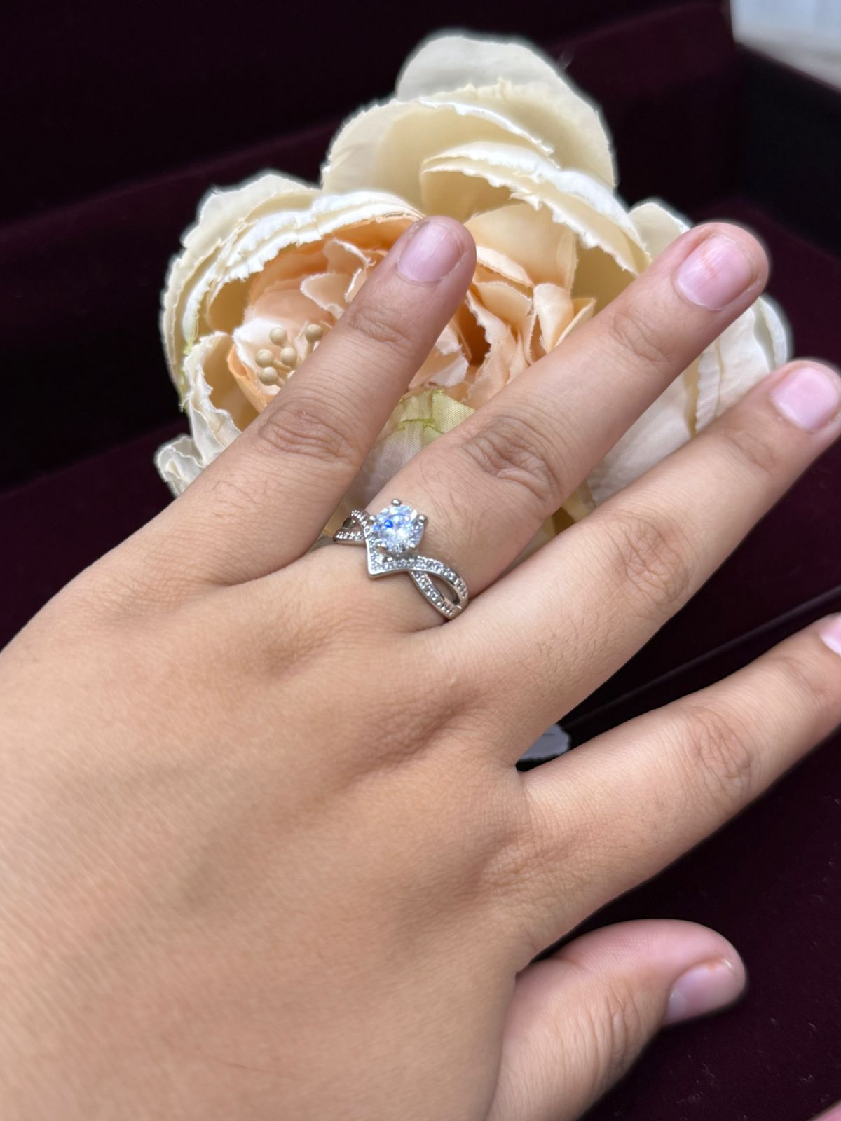 CLASSIC SILVER POLISH WITH CZ STONE RING FOR WOMEN