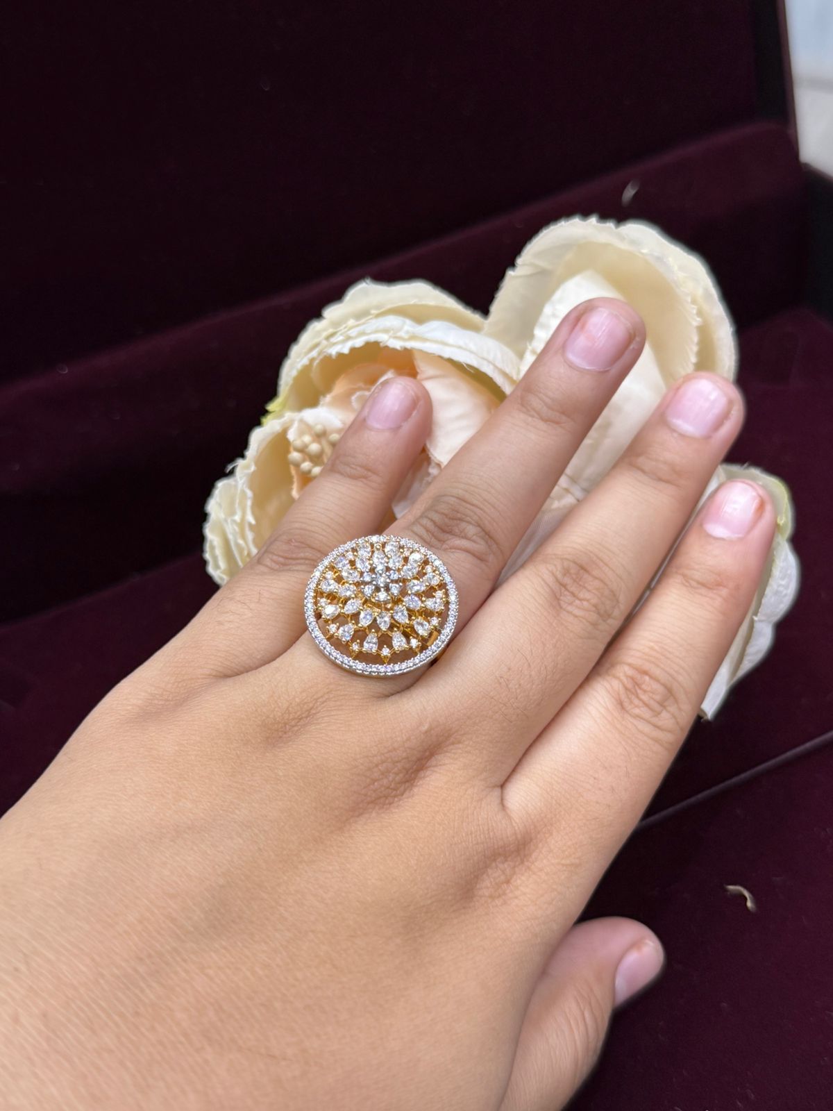 ROUND SHAPE WITH SILVER POLISH RING FOR WOMEN