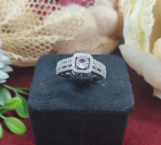 BEAUTIFUL MINT PINK CZ STONE WITH RING FOR WOMEN