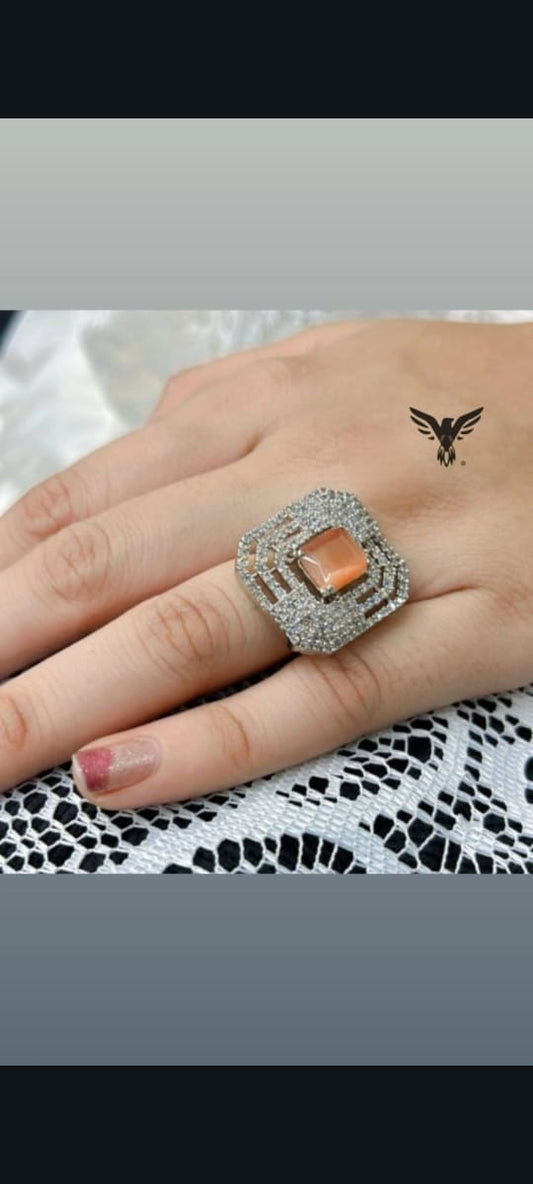MINT CZ STONE DIAMOND RING FOR WOMAN