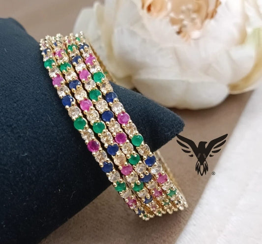 MULTICOLOR BANGLES WITH CZ STONE FOR WOMEN