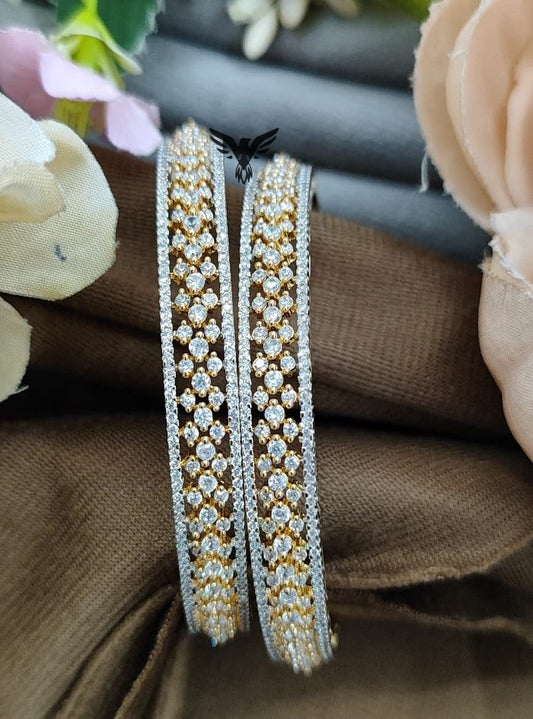 AMERICAN DIAMOND BANGLES WITH GOLD POLISH
