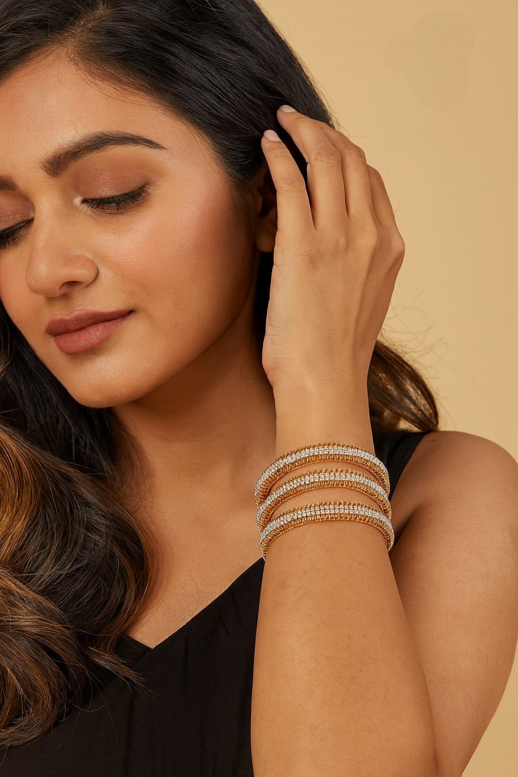 BEAUTIFUL BANGLES WITH GOLD POLISH FOR WOMEN