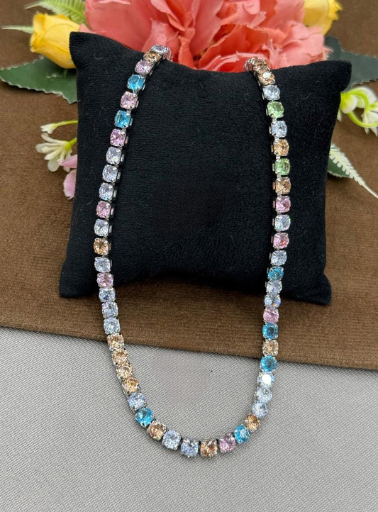 MULTI COLOUR CHAIN WITH CZ STONE FOR WOMEN