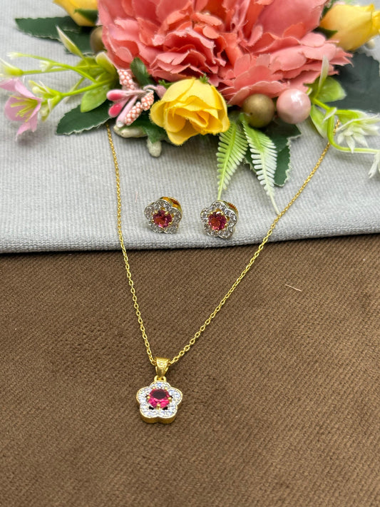 PINK FLOWER SHAPE WITH PINK STONE FOR CZ STONE