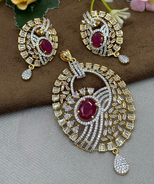 RED BEAUTIFUL PENDANT SET FOR WOMEN