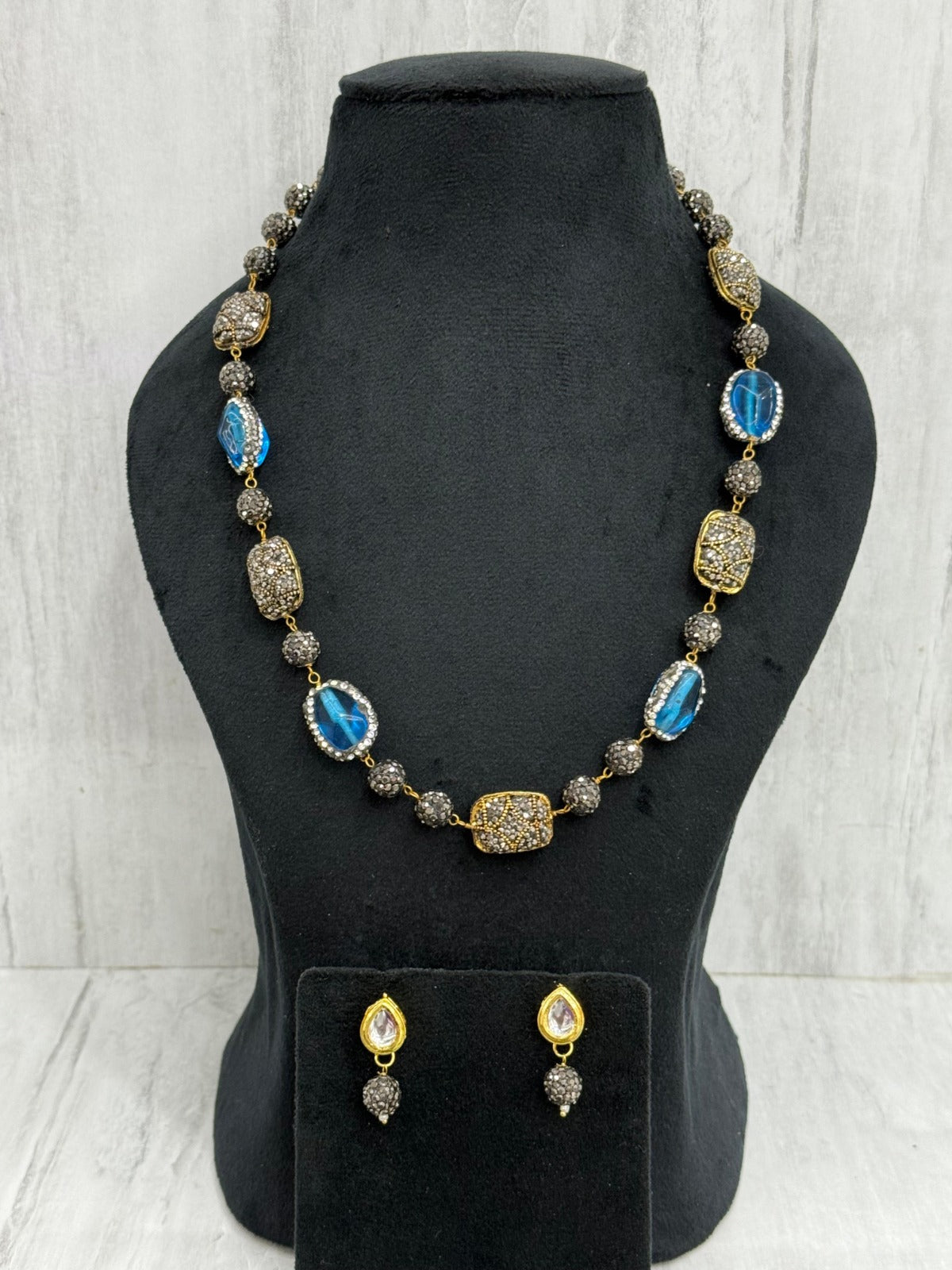 Baroque with Blue stones mala for women