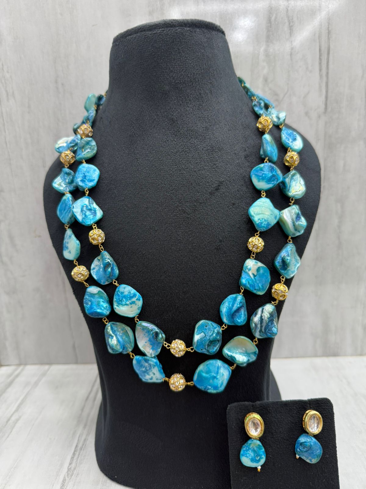 Unique Turquoise double layered necklace mala for women