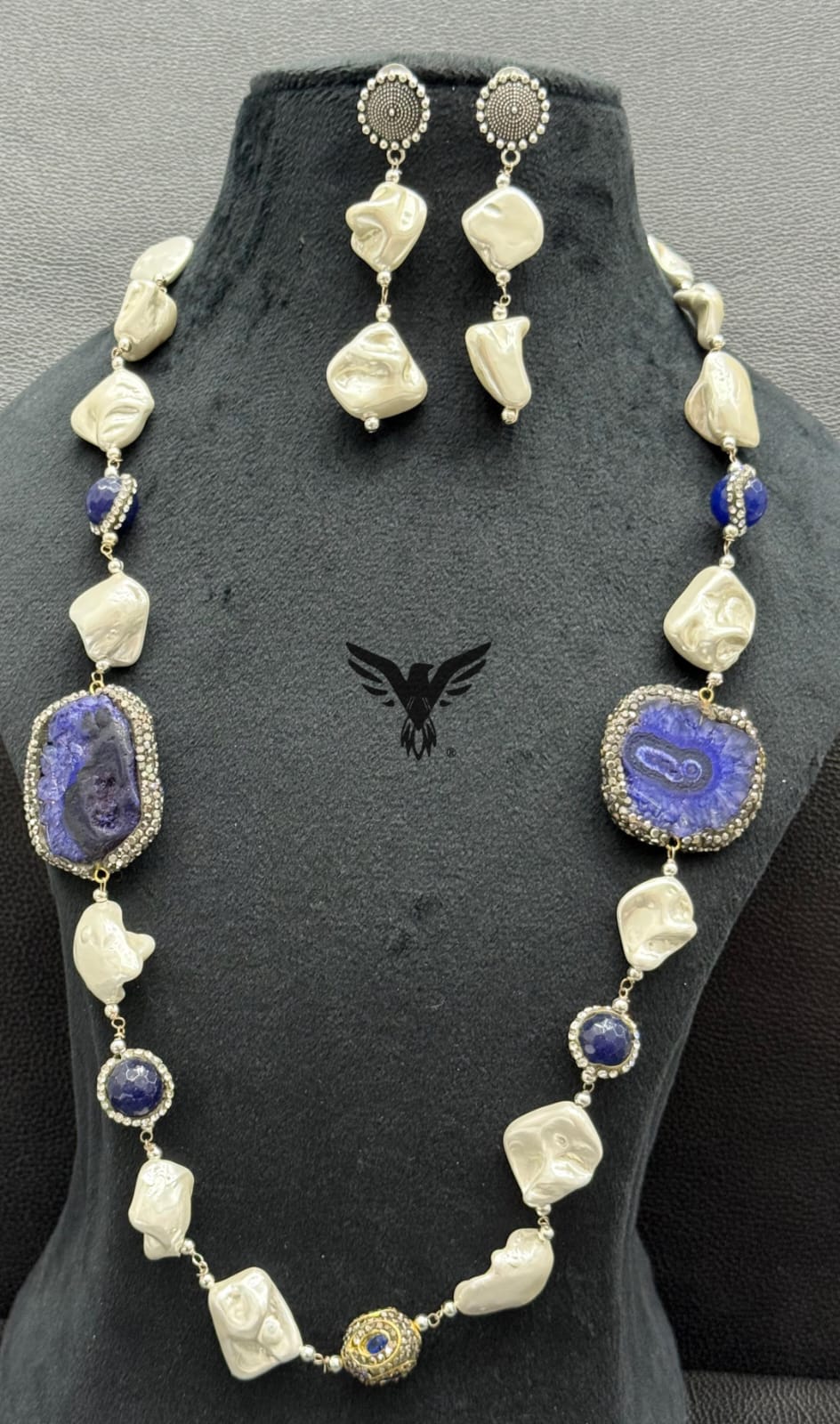 Baroque with blue stones mala for women