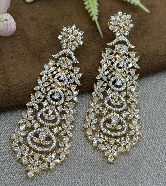Sparkling Long Drop Earrings With Gold Polish for Women