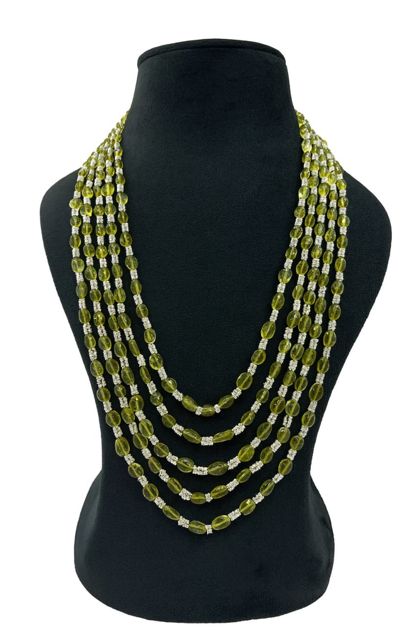 Elegant Green Transparent Beads Multi-Layer Crystal Beaded Mala