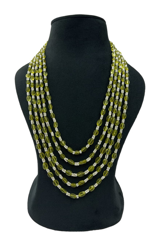 Elegant Green Transparent Beads Multi-Layer Crystal Beaded Mala