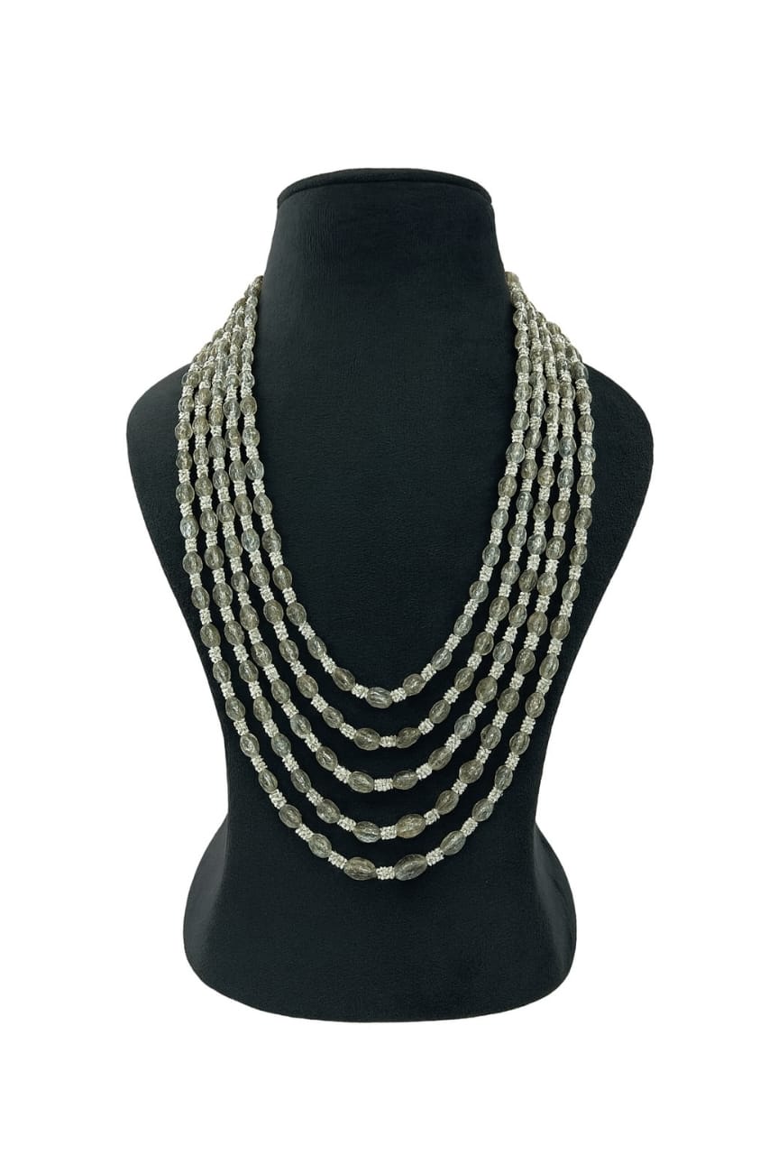 Elegant Grey Transparent Beads Multi-Layer Crystal Beaded Mala