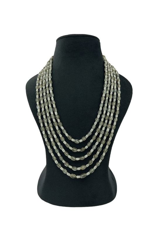 Elegant Grey Transparent Beads Multi-Layer Crystal Beaded Mala