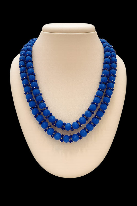 Elegant Pumpkin beads Blue mala with Guttu Pusal for women