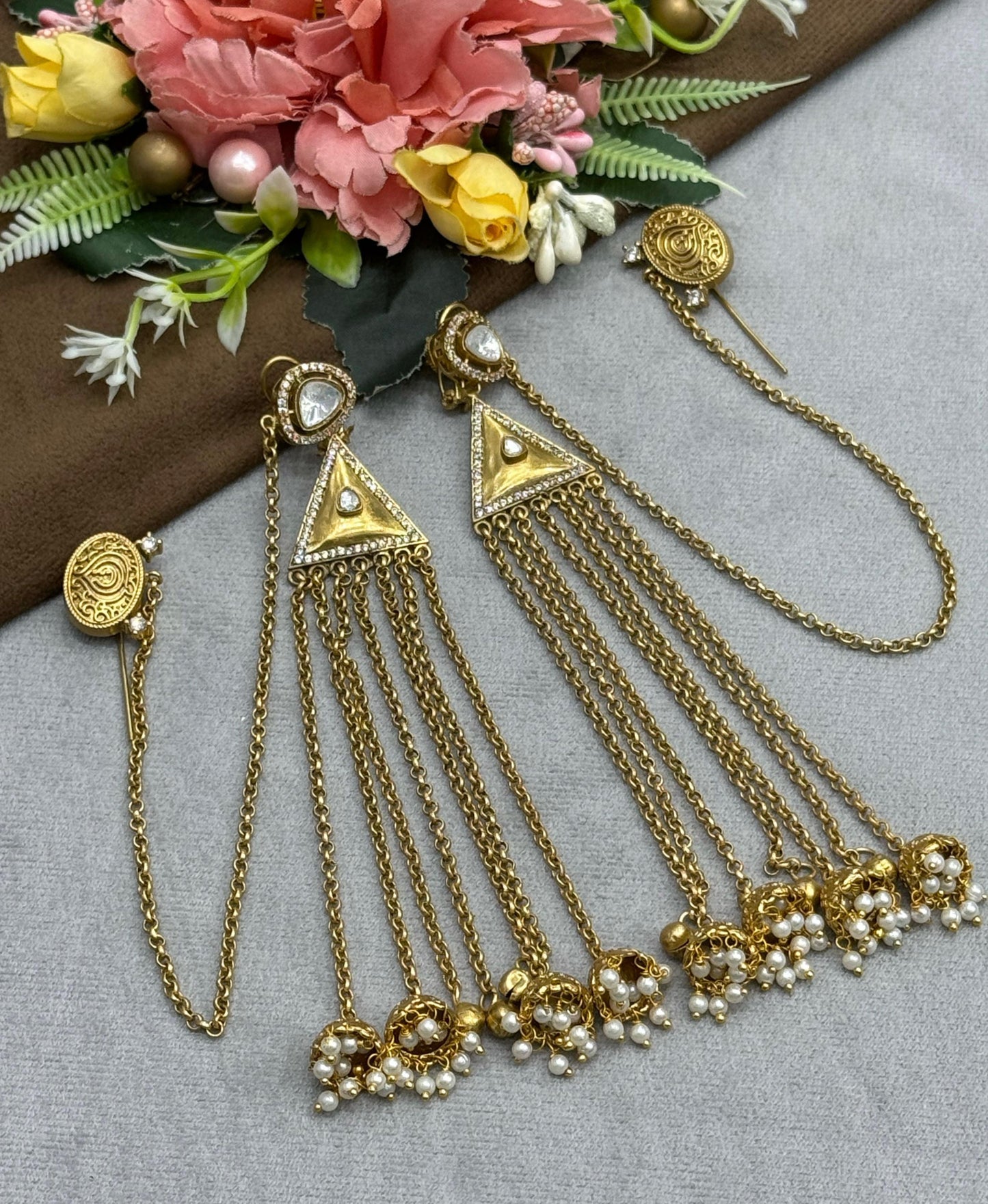 HANDMADE EARRING WITH KAANCHAIN FOR WOMEN