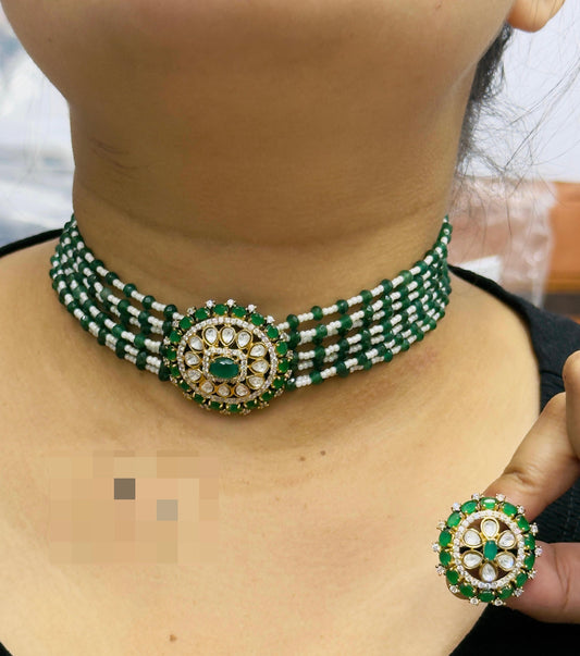 SIMRAN GREEN CHOKER IN KUNDAN