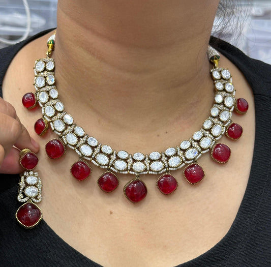 Mossanite Doublet Kundan Necklace for woman