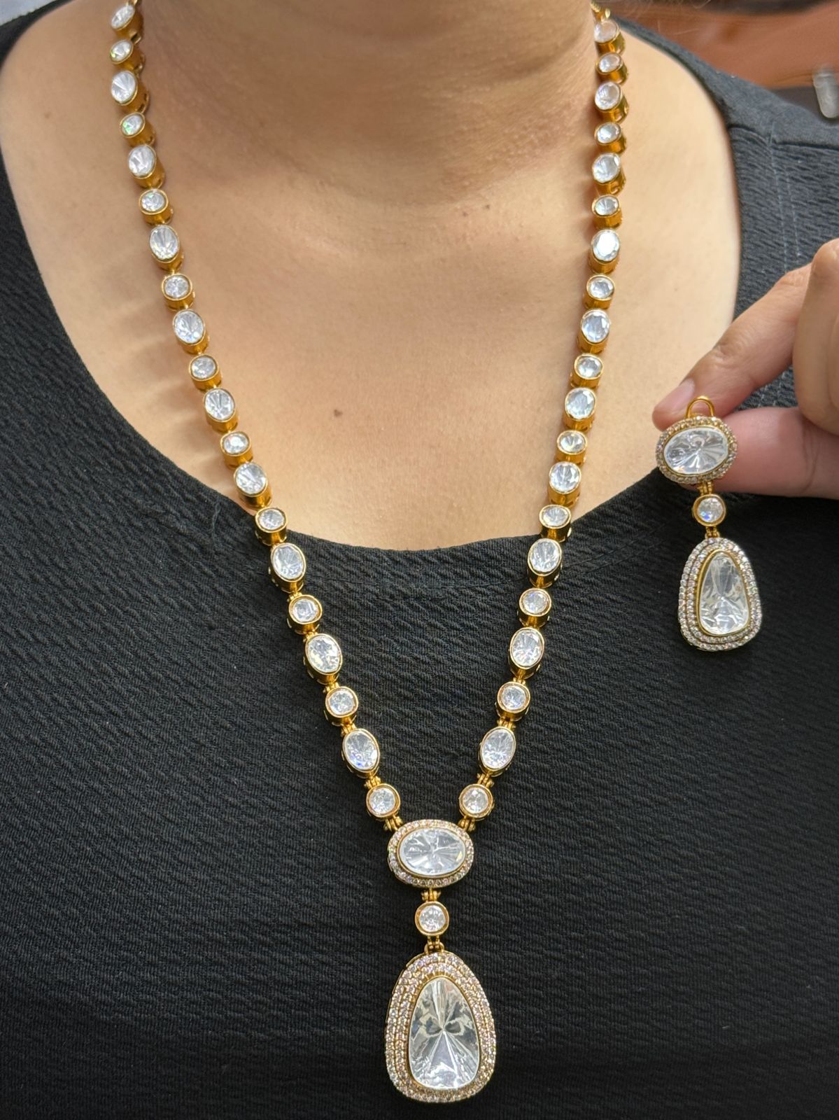 Mosaanite Long Necklace for woman
