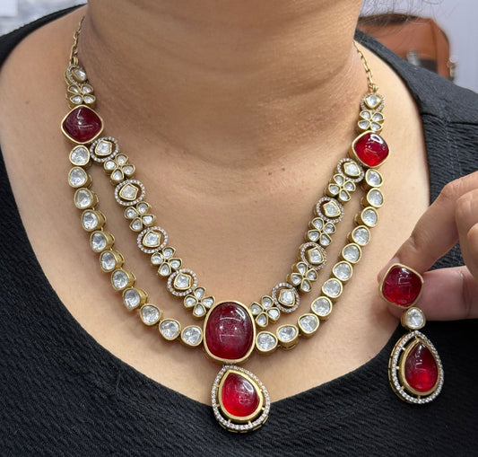 Double Layer Mossanite With Doublet Stones Necklace for woman