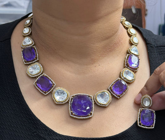 Kilki Ranibaagh Amethyst  Doublet with Enamel CZ’s