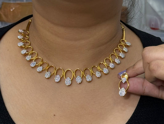 Classic Gold-Plated Teardrop Necklace & Earrings Jewelry Set for Women