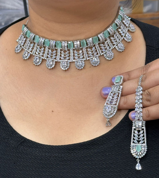 Adah CZ Choker In Mint For Women