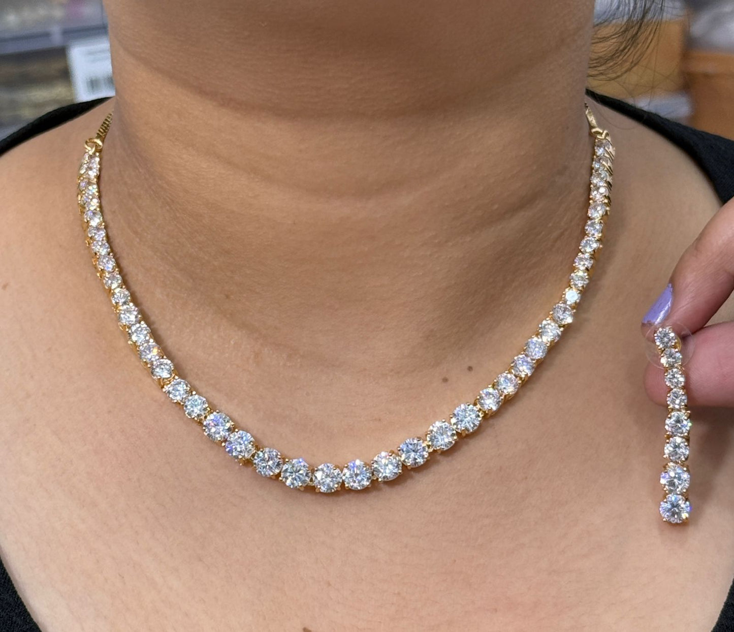 solitaire Golden polish diamond necklace for women